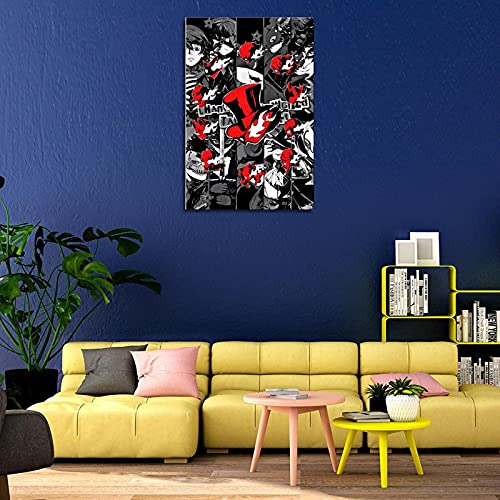 Póster de Persona 5 Royale, diseño moderno y rojo, 30 x 45 cm