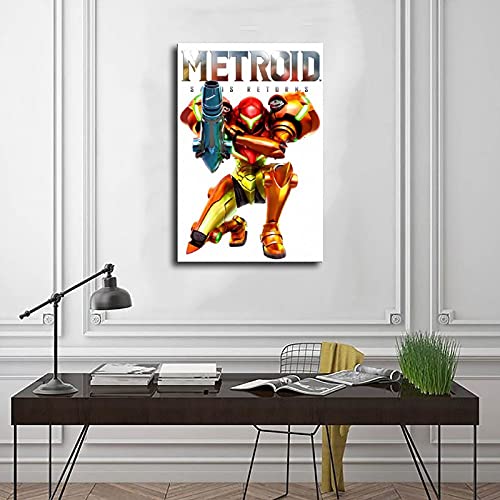 Póster de videojuego Metroid Samus Returns Canvas Poster Wall Art Decor Print Cuadros para sala de estar dormitorio Decoración Marco: 60 x 90 cm
