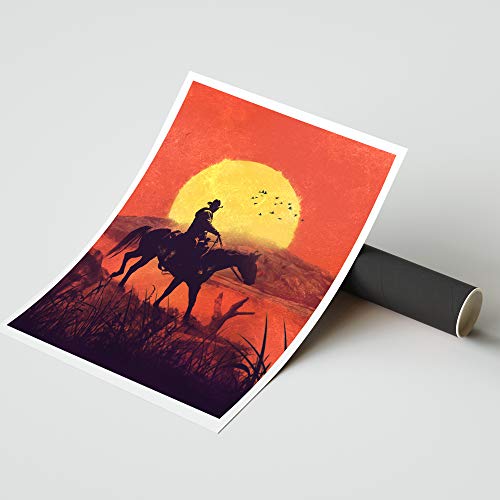 Póster para juegos – A3 Red Dead Redemption 2 Poster – Papel Premium 190GSM – Impresión Ultra HD – Fácil de enmarcar – Ideal para sala de juegos, cueva de hombre, entusiastas del juego