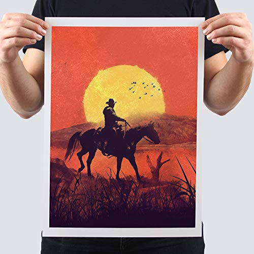 Póster para juegos – A3 Red Dead Redemption 2 Poster – Papel Premium 190GSM – Impresión Ultra HD – Fácil de enmarcar – Ideal para sala de juegos, cueva de hombre, entusiastas del juego