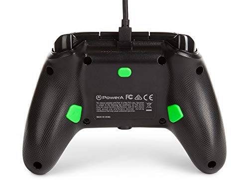 Power a - Mando con Cable, Salida de Audio y Botones Programables, de Color Negro y Verde Para Xbox One y Xbox Serie X (Xbox Series X)