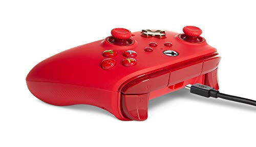 Power A - Mando con cable, salida de audio y botones programables, de color rojo para Xbox One y Xbox serie X (Xbox Series X)