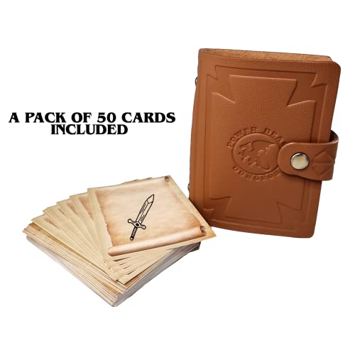 Power Beast Dungeon Compendio de Bolsillo, Libro de Hechizos, para Juegos de rol y D&D 5e, Dungeons and Dragons, DND, RPG, Pathfinder + 50 Cartas de Pergamino.