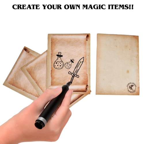 Power Beast Dungeon Compendio de Bolsillo, Libro de Hechizos, para Juegos de rol y D&D 5e, Dungeons and Dragons, DND, RPG, Pathfinder + 50 Cartas de Pergamino.