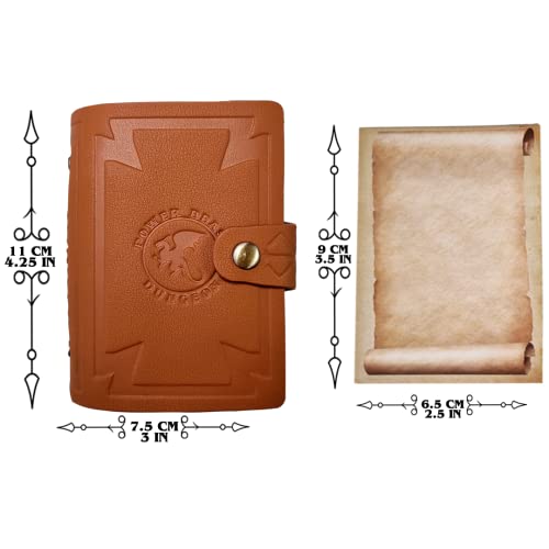 Power Beast Dungeon Compendio de Bolsillo, Libro de Hechizos, para Juegos de rol y D&D 5e, Dungeons and Dragons, DND, RPG, Pathfinder + 50 Cartas de Pergamino.