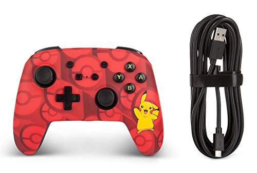 PowerA - Mando con cable mejorado para Nintendo Switch, diseño de Pikachu de Pokémon