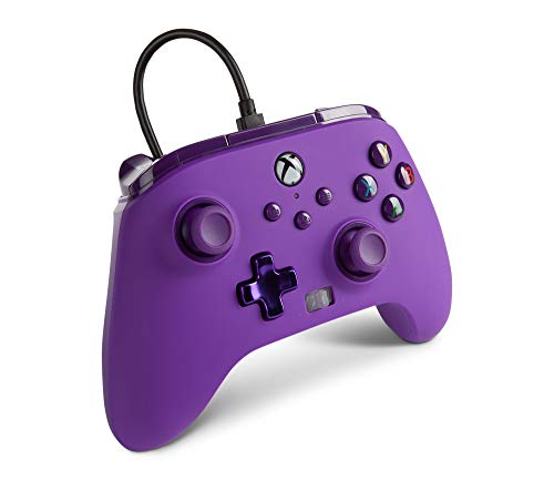 PowerA - Mando con cable mejorado para Xbox Series X y S, color morado (Royal Purple)