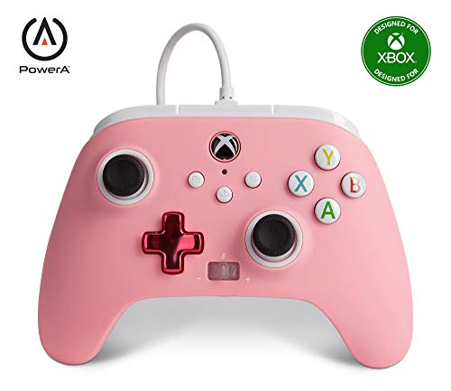 PowerA - Mando con cable mejorado para Xbox Series X y S, color rosa