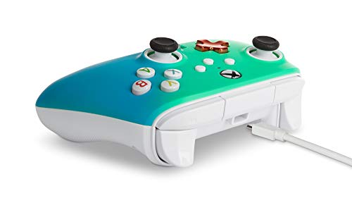 PowerA - Mando con cable mejorado para Xbox Series X y S, espuma de mar decolorado en colores azul, verde y turquesa, exclusivo de Amazon