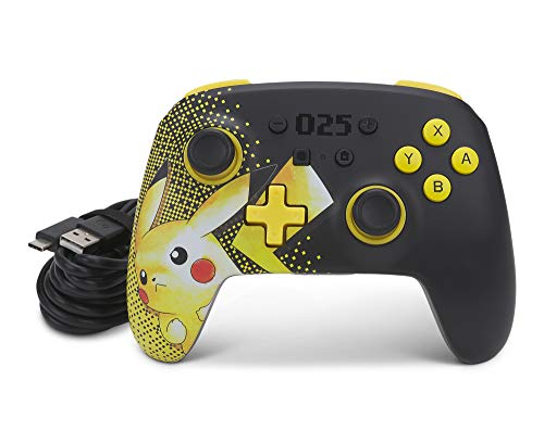 PowerA - Mando inalámbrico mejorado para Nintendo Switch y Nintendo Switch Lite, Bluetooth, diseño de Pikachu 025, recargable