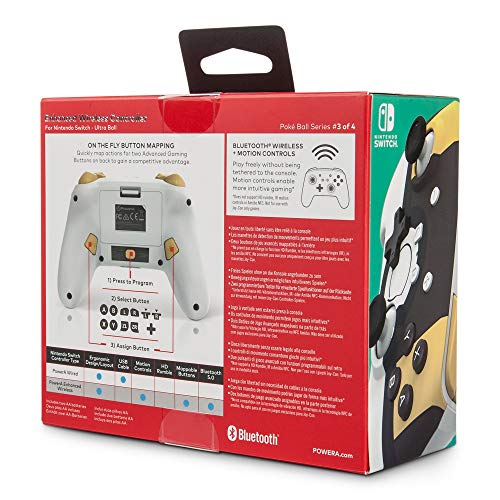 PowerA - Mando inalámbrico mejorado para Nintendo Switch y Nintendo Switch Lite, diseño de Ultra Ball de Pokémon