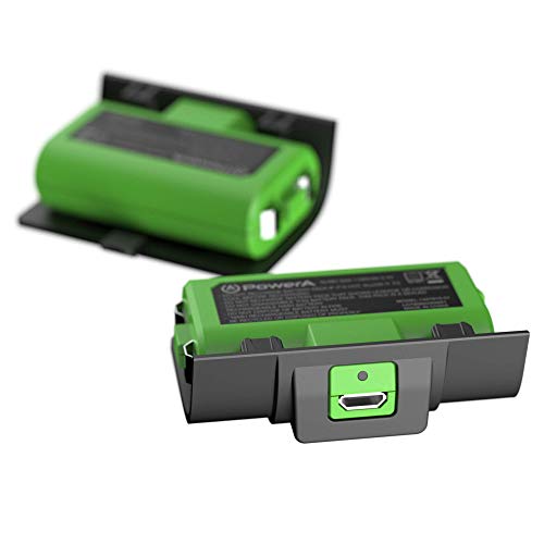 PowerA Play and Charge Kit de Carga para Mandos Xbox One y Xbox X|S, Cargador Compatible con Base de Carga de Xbox, 2 Baterías Recargables con Indicadores LED, 4 Tapas de Batería – Negro y Verde