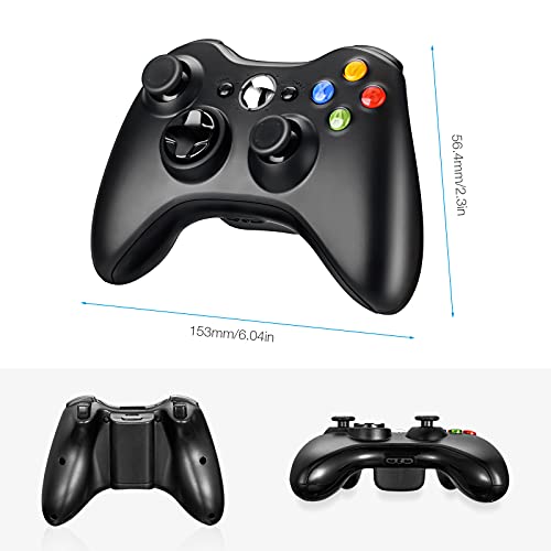 Powerextra Mando Inalámbrico para Xbox 360 - Controlador de Gamepad Wireless Bluetooth Alta Sensibilidad Joystick con Doble Vibración Ergonomía para Xbox 360 Windows XP 7 10 -Bluetooth 10 Metros Negro