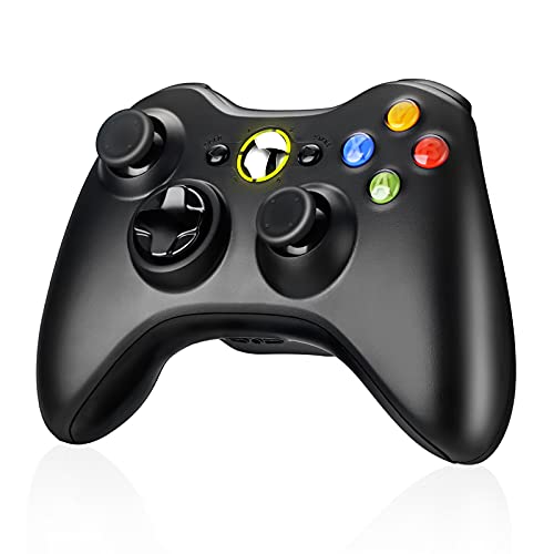 Powerextra Mando Inalámbrico para Xbox 360 - Controlador de Gamepad Wireless Bluetooth Alta Sensibilidad Joystick con Doble Vibración Ergonomía para Xbox 360 Windows XP 7 10 -Bluetooth 10 Metros Negro