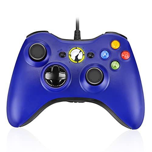 Powerextra Xbox 360 Mando de Gamepad- Controlador Doble Motor Controlador de Juegos Dual Vibrante con Cable para Microsoft Xbox 360 Xbox 360 Slim y PC Windows 7 8 10- Azul