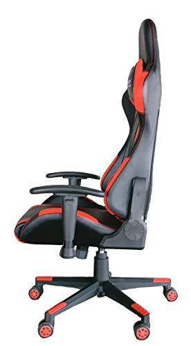 PRIXTON Predator Gaming Chair - Silla Gaming/Silla Gamer con Altura y Reposabrazos Ajustables, Reclinable 180º, Fabricado en Metal y Espuma de Alta consistencia, Cojín Cervical Incluido, Rojo