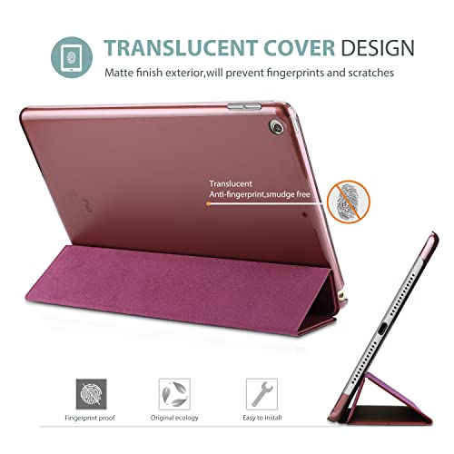 Procase Funda Delgada para iPad 9 2021 y iPad 8 2020 y iPad 7 2019 10.2", Carcasa Folio Ligera con Tapa Inteligente/Reverso Translúcido/Soporte para 2020 y 2019 10.2 Inch iPad 9ª 8ª 7ª -Vino
