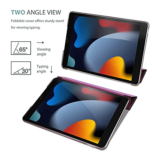 Procase Funda Delgada para iPad 9 2021 y iPad 8 2020 y iPad 7 2019 10.2", Carcasa Folio Ligera con Tapa Inteligente/Reverso Translúcido/Soporte para 2020 y 2019 10.2 Inch iPad 9ª 8ª 7ª -Vino