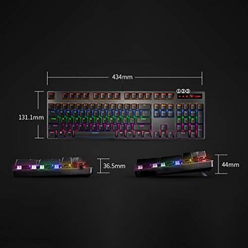 Profesión Teclado Wired 104 Keys Retroiluminado Teclado de Juegos mecánicos con Teclas PBT Ideal para Windows Gaming Anti-Ghosting Ergonomía (Color : Black)