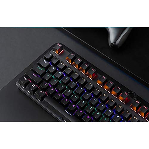 Profesión Teclado Wired 104 Keys Retroiluminado Teclado de Juegos mecánicos con Teclas PBT Ideal para Windows Gaming Anti-Ghosting Ergonomía (Color : Black)