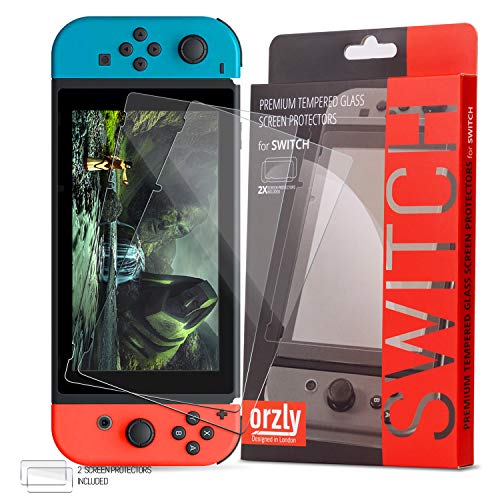 Protector de Pantalla para la Nintendo Switch - Protector de Pantalla de Prima de Cristal Templado de Orzly - Pack de DOS para la Pantalla de 6.2 pulgadas de la Nintendo Switch