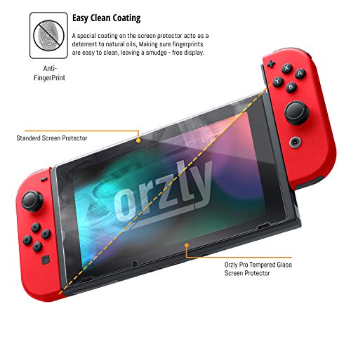 Protector de Pantalla para la Nintendo Switch - Protector de Pantalla de Prima de Cristal Templado de Orzly - Pack de DOS para la Pantalla de 6.2 pulgadas de la Nintendo Switch
