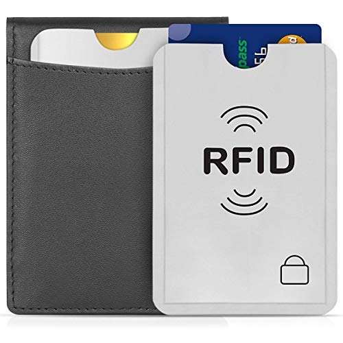 Protector de tarjeta de crédito, 24 fundas de bloqueo RFID para tarjetas de crédito, tarjetas de débito, plata, 9 x 6,3 cm