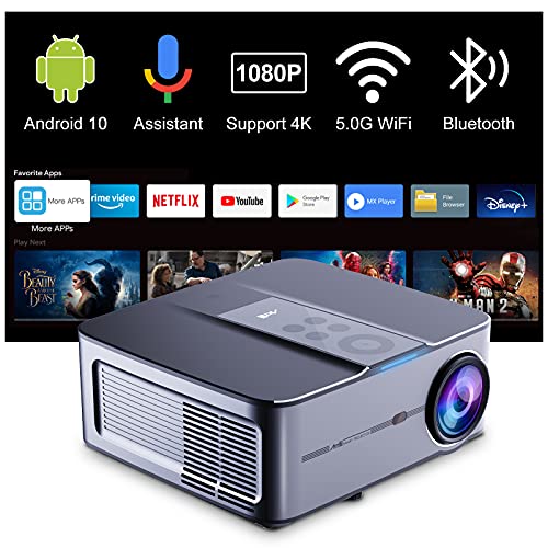 Proyector 4K WiFi Bluetooth Artlii Play3, Proyector Android TV10 340ANSI, 1080P Nativo,Asistente de Voz de Google,Soporte AC-3,Corrección Keystone 4D de ± 45 ° y Zoom