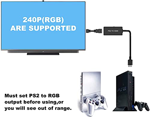 PS2 a HDMI, cable HDMI PS2, convertidor de PS2 a HDMI, compatible con 1080P/720P, compuesto a HDMI, funciona para PS1/2, cable de enlace HD para N64.PS1 a cable HDMI, cable PS2 a HDMI.