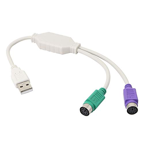 PS/2 a USB Cable USB a PS/2 Plug Active USB a Dual PS/2 Adaptador de Teclado Adaptador de Ratón Adaptador Conversor para el teclado PS2 -Blanco