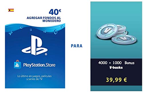 PSN credit para Fortnite - 4.000 V-Bucks + 1.000 V-Bucks - 5.000 V-Bucks DLC | PS4 Download Code - ES Account - 5,000 V-Bucks Edition |