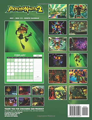 Psychonauts 2 Calendar 2022-2023: Psychonauts 2 Calendar 2022 - OFFICIAL Games calendar 2022 18 months- Planner Gifts boys girls kids and all Fans BIG SIZE 17''x11''(Kalendar Calendario Calendrier).