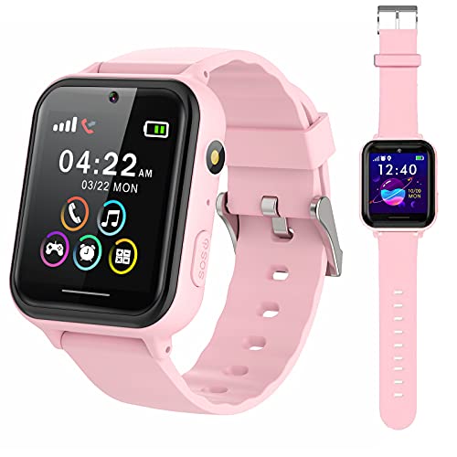 PTHTECHUS Reloj Inteligente Niño, Smartwatch para Niña y Niño Pantalla con Música Podómetro Juegos Llamada Linterna Video Cámara Despertador Regalos para niños de 4 a 12 años