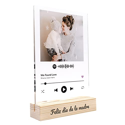 Placa de música personalizada, placa acrílica con código de Spotify,  aniversario, foto personalizada, tablero de canciones