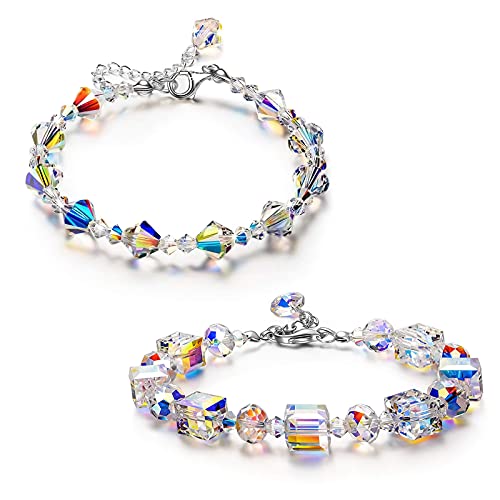 Pulsera,2 PCS Pulseras con Dijes Pulsera de Acrílico Impresionante Pulsera de Cristal para Niñas Mujeres Joyería Cumpleaños Regalos para el día de Madre