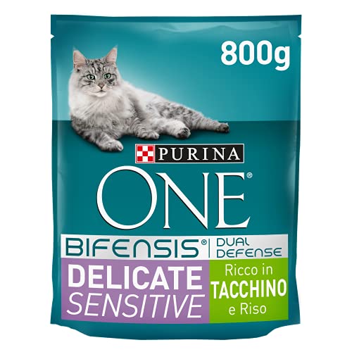 Purina ONE Bifensis Pienso para gatos con la Digestión Sensible, pavo y arroz 8 x 800 g