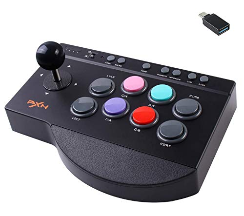 PXN 0082 USB Arcade Fighting Stick Street Fighter Arcade de Juegos Joystick de Lucha Controlador con Funciones Turbo y Macro para PS3, PS4, Xbox ONE, Nintendo Switch, PC