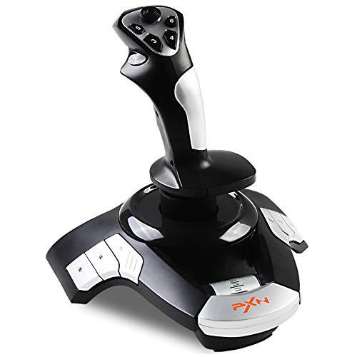 PXN F16 Joystick de Vuelo USB , Controlador de Joystick de Simulador de Vuelo con Función de Vibración y Control del Acelerador, 12 teclas Programables, para PC con Windows