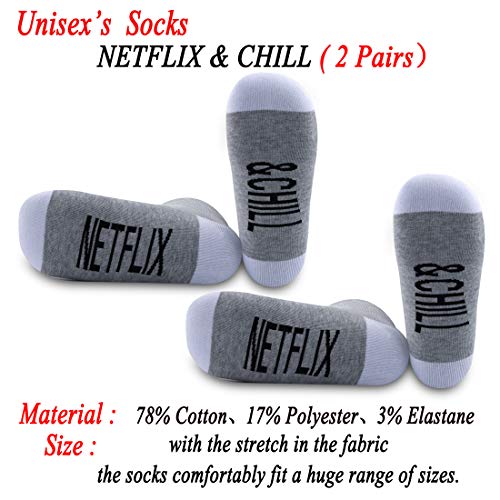 PYOUL 2 pares de calcetines divertidos Netflix y Chill Netflix y Chill regalo para el día de la madre calcetines de San Valentín regalo