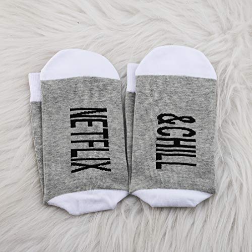 PYOUL 2 pares de calcetines divertidos Netflix y Chill Netflix y Chill regalo para el día de la madre calcetines de San Valentín regalo