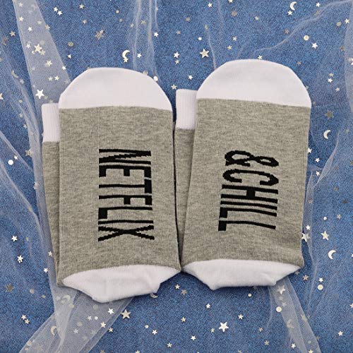 PYOUL 2 pares de calcetines divertidos Netflix y Chill Netflix y Chill regalo para el día de la madre calcetines de San Valentín regalo