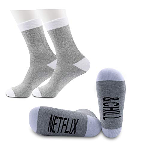 PYOUL 2 pares de calcetines divertidos Netflix y Chill Netflix y Chill regalo para el día de la madre calcetines de San Valentín regalo