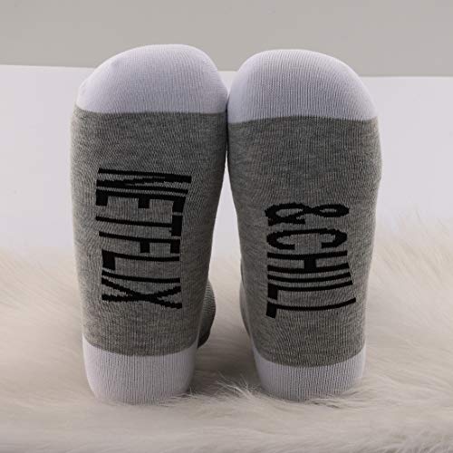 PYOUL 2 pares de calcetines divertidos Netflix y Chill Netflix y Chill regalo para el día de la madre calcetines de San Valentín regalo