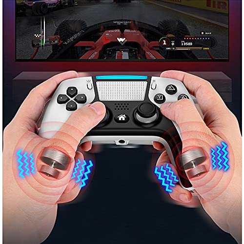 Qbohan Wireless Controller para PS4, Bluetooth Wireless Controller USB Controller para PS4 Agarre antideslizante y mini volante con pantalla LED, tablero de juego con panel táctil con vibración dual