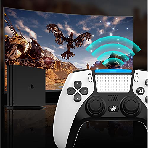 Qbohan Wireless Controller para PS4, Bluetooth Wireless Controller USB Controller para PS4 Agarre antideslizante y mini volante con pantalla LED, tablero de juego con panel táctil con vibración dual