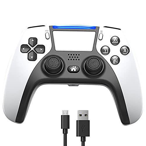 Qbohan Wireless Controller para PS4, Bluetooth Wireless Controller USB Controller para PS4 Agarre antideslizante y mini volante con pantalla LED, tablero de juego con panel táctil con vibración dual