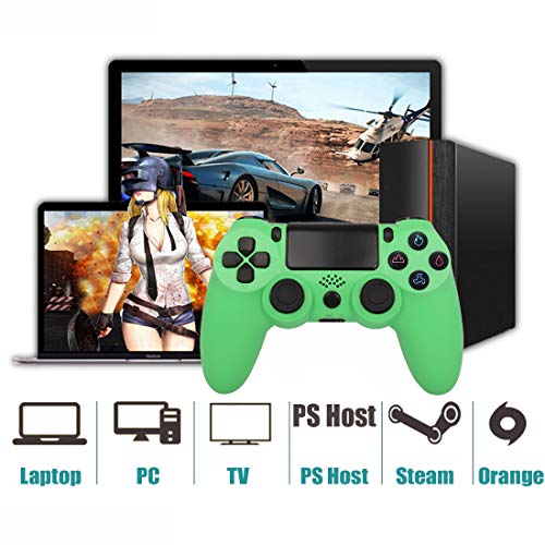 QLOVE Controlador PS4, PowerLead Gamepad inalámbrico Mando Pro para PS4 / PS4 Slim / PS4 Pro y PS3 / PC Joypad con Juego de vibración Dual Control Remoto Joystick,Verde