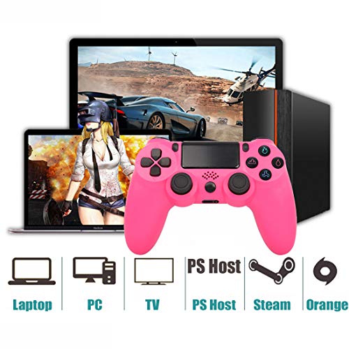 QLOVE Mando Inalámbrico para PS4, Gamepad Wireless Bluetooth Controlador Joystick con Vibración Doble Remoto, Controlador inalámbrico, Mando para Playstation 4/Pro/Slim,Rosado
