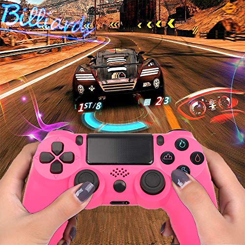 QLOVE Mando PS4, Mando Inalámbrico, con Vibración Doble Remoto Compatible para Playstation 4/Pro/Slim Gamepad Wireless Bluetooth Controlador Joystick,Rosado