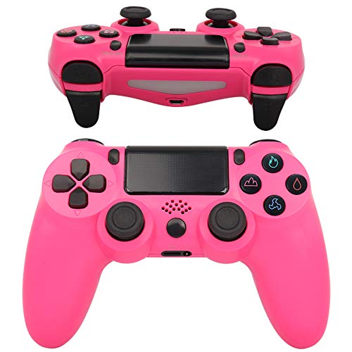 QLOVE Mando PS4, Mando Inalámbrico, con Vibración Doble Remoto Compatible para Playstation 4/Pro/Slim Gamepad Wireless Bluetooth Controlador Joystick,Rosado